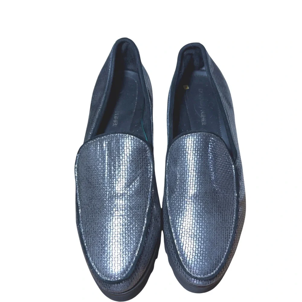 Donald Pliner Elen‎ Metallic Gunmetal Lug sole loafers 9.5